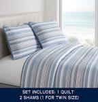 Nautica- Twin Quilt Set, Cotton Reversible Bedding with Matching Sham, Dorm Room Essentials (Jettison Grey, Twin)