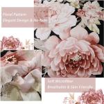 Dintszyayue Queen Comforter Set Black 7 Pieces Bed in a Bag, Pink Floral Bedding Sets Elegant Flower Bed Set Lightweight Comforter for All Season with Flat Sheet, Fitted Sheets, Pillowcases & Shams