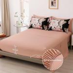 Dintszyayue Queen Comforter Set Black 7 Pieces Bed in a Bag, Pink Floral Bedding Sets Elegant Flower Bed Set Lightweight Comforter for All Season with Flat Sheet, Fitted Sheets, Pillowcases & Shams