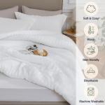 Quataly White Queen Comforter Set - 3 Pieces Seersucker Lightweight Bedding Comforter Sets (1 Soft Fluffy Comforter & 2 Pillowcases) - All Seasons Cozy Modern Bed Sets
