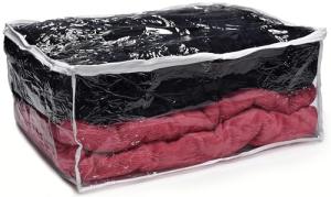 Handy Laundry Blanket Storage Bags - 90 L - Zippered Large Clear Plastic Storage Bag, Shield Your Quilt Blankets, Bedding and Clothes from Dust, Dirt & Moisture - Gliding Zipper for Easy Access