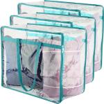 Clear Vinyl Zippered Storage Bags (3-Pack) 40L Sturdy Storage Bags for Sweaters, Blankets, Comforters, Bedding Sets and Much More! (Turquoise, 18x15x9)