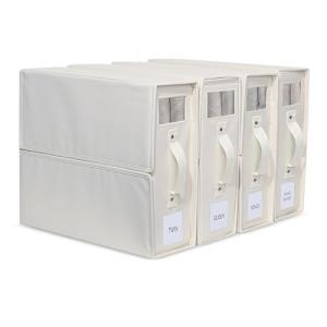 Bed Sheet Organizer Set - 4 Pack Premium Foldable Organizers for Sheets, Comforters, & Linens - Fits Neatly in Closet or Under Bed - Sturdy Oxford Cloth with Premade Labels - Home Storage Solution