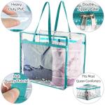Clear Vinyl Zippered Storage Bags (3-Pack) 40L Sturdy Storage Bags for Sweaters, Blankets, Comforters, Bedding Sets and Much More! (Turquoise, 18x15x9)