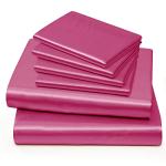 Horbaunal 4 Piece Satin Sheet Set Twin Size Luxury Silky & Soft Hot Pink Satin Twin Bed Sheet Set with 16" Deep Pocket, 1 Fitted Sheet, 1 Flat Sheet, 2 Pillowcases