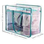 Clear Vinyl Zippered Storage Bags (3-Pack) 40L Sturdy Storage Bags for Sweaters, Blankets, Comforters, Bedding Sets and Much More! (Turquoise, 18x15x9)