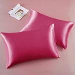 Horbaunal 4 Piece Satin Sheet Set Twin Size Luxury Silky & Soft Hot Pink Satin Twin Bed Sheet Set with 16" Deep Pocket, 1 Fitted Sheet, 1 Flat Sheet, 2 Pillowcases