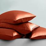 Ersmak 7 Pieces Satin Sheets Set Full Size, Luxury Silky Rust Orange Satin Bed Sheets Set with 1 Deep Pocket Fitted Sheet, 1 Soft Flat Sheet, 4 Queen Pillowcases and 1 Body Pillowcase