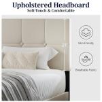 IOILORI Full Size Bed Frame, Full Size Platform Bed Frame with Headboard, Upholstered Headboard, Sturdy Wooden Slats, Noiseless No Box Spring Required, Easy to Assemble, Beige