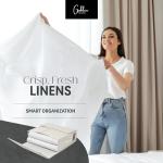 Bed Sheet Organizer Set - 4 Pack Premium Foldable Organizers for Sheets, Comforters, & Linens - Fits Neatly in Closet or Under Bed - Sturdy Oxford Cloth with Premade Labels - Home Storage Solution