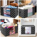 WISELIFE Storage Bags 100L 6-Pack Large Blanket Clothes Organization and Storage Containers for Bedding, Comforters, Foldable Organizer with Reinforced Handle, Clear Window, Sturdy Zippers