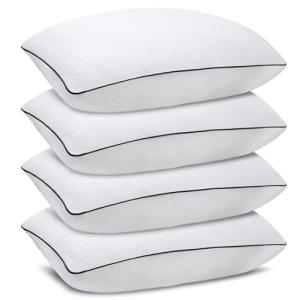 Higoom Standard Size Bed Pillows for Sleeping 4 Pack,Luxury Hotel Pillows,Comfortable and Supportive,Machine Washable,Suitable for Stomach,Back and Side Sleepers.