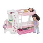 Emily Rose 18" Doll Wooden Furniture Pink Bedroom Bunk Bed Beds with Large Clothes Storage Drawer, Desk, Chair, Bedding Sets & Ladder - Toy Bunkbed Accessories Organizer | USA Business