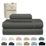 Cloud Scape Linen 100% Egyptian Cotton King Sheets Set – 1000 Thread Count, 4-Piece Soft Hotel Quality Bedding Set,Deep Pockets up to 16”, Charcoal Grey