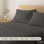 Cloud Scape Linen 100% Egyptian Cotton King Sheets Set – 1000 Thread Count, 4-Piece Soft Hotel Quality Bedding Set,Deep Pockets up to 16”, Charcoal Grey