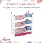 Emily Rose 18 Inch Doll Furniture - 3 White Single Stackable Wooden Beds - Triple Bunkbed Bunk with (3) Colorful Bedding Sets & Pink Clothing Storage Drawer | USA Business