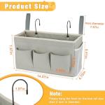 Lilithye Bedside Storage Organizer with Fixed Straps and Water Bottle Holder for Home, College, Dorm, Bunk / Hospital Bed, Crib Bed Rails (Grey)