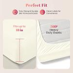 Ashton Sheets Luxury Egyptian Cotton Queen Fitted Sheet Only - 1000-Thread-Count 16" Deep Pocket Queen Fitted Sheet, Soft, Cooling, Sateen Weave, High Thread Count Queen Size Fitted Sheet - Ivory