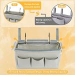 Lilithye Bedside Storage Organizer with Fixed Straps and Water Bottle Holder for Home, College, Dorm, Bunk / Hospital Bed, Crib Bed Rails (Grey)