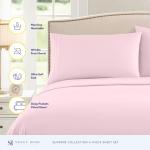 1800 Thread Count Sheet Set – Soft Egyptian Quality Brushed Microfiber Sheets – Luxury Bedding Set with Flat Sheet, Fitted Sheet, Pillow Cases, Full, Pale Pink, Sheet Set