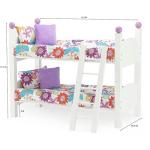 Emily Rose Doll Clothes 18-inch Doll 2 Stackable White Wooden Beds Bunk Bed with Colorful Bedding & Pillows - Bedroom Furniture Toy Bunkbed Playset - Ideal for 14"-18" Dolls | USA Business