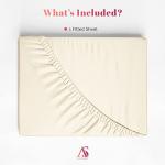 Ashton Sheets Luxury Egyptian Cotton Queen Fitted Sheet Only - 1000-Thread-Count 16" Deep Pocket Queen Fitted Sheet, Soft, Cooling, Sateen Weave, High Thread Count Queen Size Fitted Sheet - Ivory