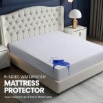 Utopia Bedding Waterproof 5-Sided Mattress Protector Twin Size, Premium Breathable Mattress Cover, Fitted Style with Stretchable Pockets (White)