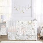 Sweet Jojo Designs 5-Piece Baby Crib Bedding Set (Star and Moon) for Girls, Infants/Nursery incl. Blanket, Fitted Sheet and Crib Skirt (Shabby Chic Stars, Celestial Sky, Outer Space, Blush Pink, Gold)
