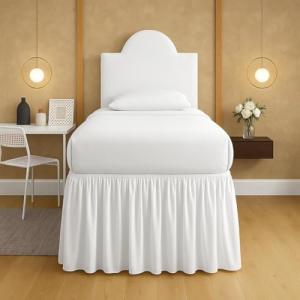 Mattress-Homes Ruffled Dorm Bed Skirt, Twin XL, 36-Inch Drop, Tailored with Split Corners, White Dust Ruffle for Lofted College Beds, Twin Extra Long Dorm Bedding Essential