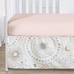 Sweet Jojo Designs 5-Piece Baby Crib Bedding Set (Star and Moon) for Girls, Infants/Nursery incl. Blanket, Fitted Sheet and Crib Skirt (Shabby Chic Stars, Celestial Sky, Outer Space, Blush Pink, Gold)