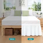 Vocander White Queen Size Bed Skirt 14 Inch Drop, Elastic Wrap Around Dust Ruffle Bed Skirting Easy to Install, Adjustable Tailored Bedskirts Fade & Wrinkle Resistant
