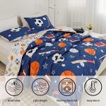 RYNGHIPY Kids Sports Theme Bedding Set, Basketball Football Baseball Tennis Print Comforter Set for Teens Boys Girls, Super Soft Lightweight (Balls,Full)