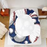 Baseball Sheet Set Sports Theme Bedding Set for Kids Boys Girls Teens 3D Blue Ball Pattern Bed Sheets Breathable Baseball Games Bed Sheet Set Room DecorBed Set Full Size