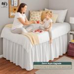 Premium Microfiber College Dorm Room Bed Skirt Twin XL 39" x 80", Extended 32" Drop, Split Corner Dust Ruffle, Wrinkle Resistant Durable Easy Care, White Solid