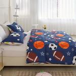 RYNGHIPY Kids Sports Theme Bedding Set, Basketball Football Baseball Tennis Print Comforter Set for Teens Boys Girls, Super Soft Lightweight (Balls,Full)