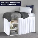 SGI bedding Dorm Bed Skirt Twin XL 34 Inch Drop Length - White, Ruffled Pattern College Dorm Room Bed Skirts - Split Corner, Easy Care, Wrinkle Free 1800 Series Microfiber Bed Skirt
