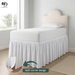 Premium Microfiber College Dorm Room Bed Skirt Twin XL 39" x 80", Extended 32" Drop, Split Corner Dust Ruffle, Wrinkle Resistant Durable Easy Care, White Solid