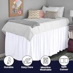 SGI bedding Dorm Bed Skirt Twin XL 34 Inch Drop Length - White, Ruffled Pattern College Dorm Room Bed Skirts - Split Corner, Easy Care, Wrinkle Free 1800 Series Microfiber Bed Skirt