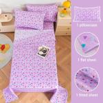 Viviland 3 Pieces Girls Purple Twin Sheet Set - Soft Microfiber Fitted Flat Sheets & Pillowcase - Colorful Hearts Printed Bedding Sets - for Kids & Toddlers