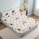 MAG Dinosaur Themed Full Size Bed Sheet Set, 3Pcs, Soft Microfiber, Colorful Dinosaurs, for Kids, Teens and Dinosaur Lovers, Includes Fitted Sheet (75”*54”*15”) and 2 Standard Pillowcases (20”*30”)