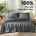 Shilucheng 100% Viscose Derived from Bamboo_Sheets, Extra Deep Pocket Sheets Fits 18"-24" Thick Mattress, Cooling & Breathable Bed Sheets 4Pcs, Hotel Silky Bedding Set (Queen,Dark Grey)