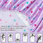 Viviland 3 Pieces Girls Purple Twin Sheet Set - Soft Microfiber Fitted Flat Sheets & Pillowcase - Colorful Hearts Printed Bedding Sets - for Kids & Toddlers