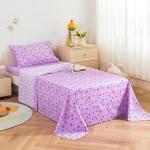 Viviland 3 Pieces Girls Purple Twin Sheet Set - Soft Microfiber Fitted Flat Sheets & Pillowcase - Colorful Hearts Printed Bedding Sets - for Kids & Toddlers