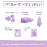 Viviland 3 Pieces Girls Purple Twin Sheet Set - Soft Microfiber Fitted Flat Sheets & Pillowcase - Colorful Hearts Printed Bedding Sets - for Kids & Toddlers