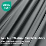 Shilucheng 100% Viscose Derived from Bamboo_Sheets, Extra Deep Pocket Sheets Fits 18"-24" Thick Mattress, Cooling & Breathable Bed Sheets 4Pcs, Hotel Silky Bedding Set (Queen,Dark Grey)