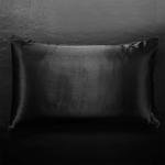 AiMay 3 Piece Satin Duvet Cover Set Bedding Sets Queen Black 1800 Series Luxury Rich Silk Silky Super Soft Solid Color Reversible Zipper Closure Sexy Honeymoon Wrinkle Free (Queen, Black)