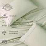 LANE LINEN 100% Organic Cotton Sheets Queen Size Bed Set, Machine Wash Eco Friendly Sustainably Produced Cotton Queen Sheet Set, Soft & Comfy Long Stabple Naturally Cooling Sheets– Mineral