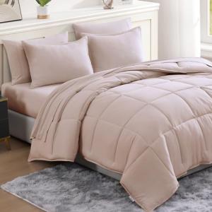 Casa Platino Bedding King Comforter Set Pre-Washed Ultra Soft & Breathable King Bed in a Bag Set with Comforter, Flat Sheet, Fitted Sheet, 2 Pillowcases & 2 Shams Sepia Rose