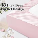 Homiest Ruffled Satin Sheets Queen Size 6pc Set - Blush Pink Bed Sheet Set with 15 Inch Deep Pocket Fitted Sheet, 1 Flat Sheet, 2 Ruffled Pillow Shams & 2 Pillowcases, Similar to Silk Sheets