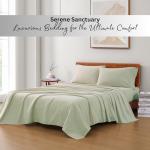 LANE LINEN 100% Organic Cotton Sheets Queen Size Bed Set, Machine Wash Eco Friendly Sustainably Produced Cotton Queen Sheet Set, Soft & Comfy Long Stabple Naturally Cooling Sheets– Mineral